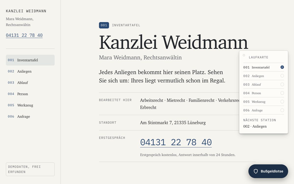 Vorschau der Vorlage Sammlung: heller Katalog mit Inventarliste